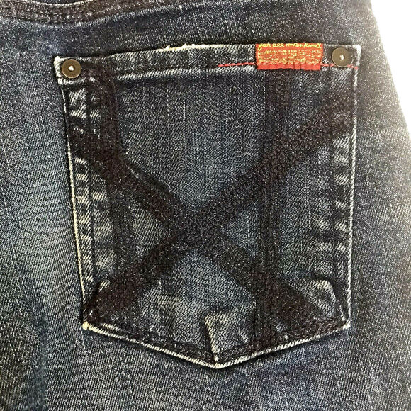 7 For All Mankind Crop Jeans Womens Sz 27 Mia Cuffed Embroidered Distressed USA - Picture 6 of 7